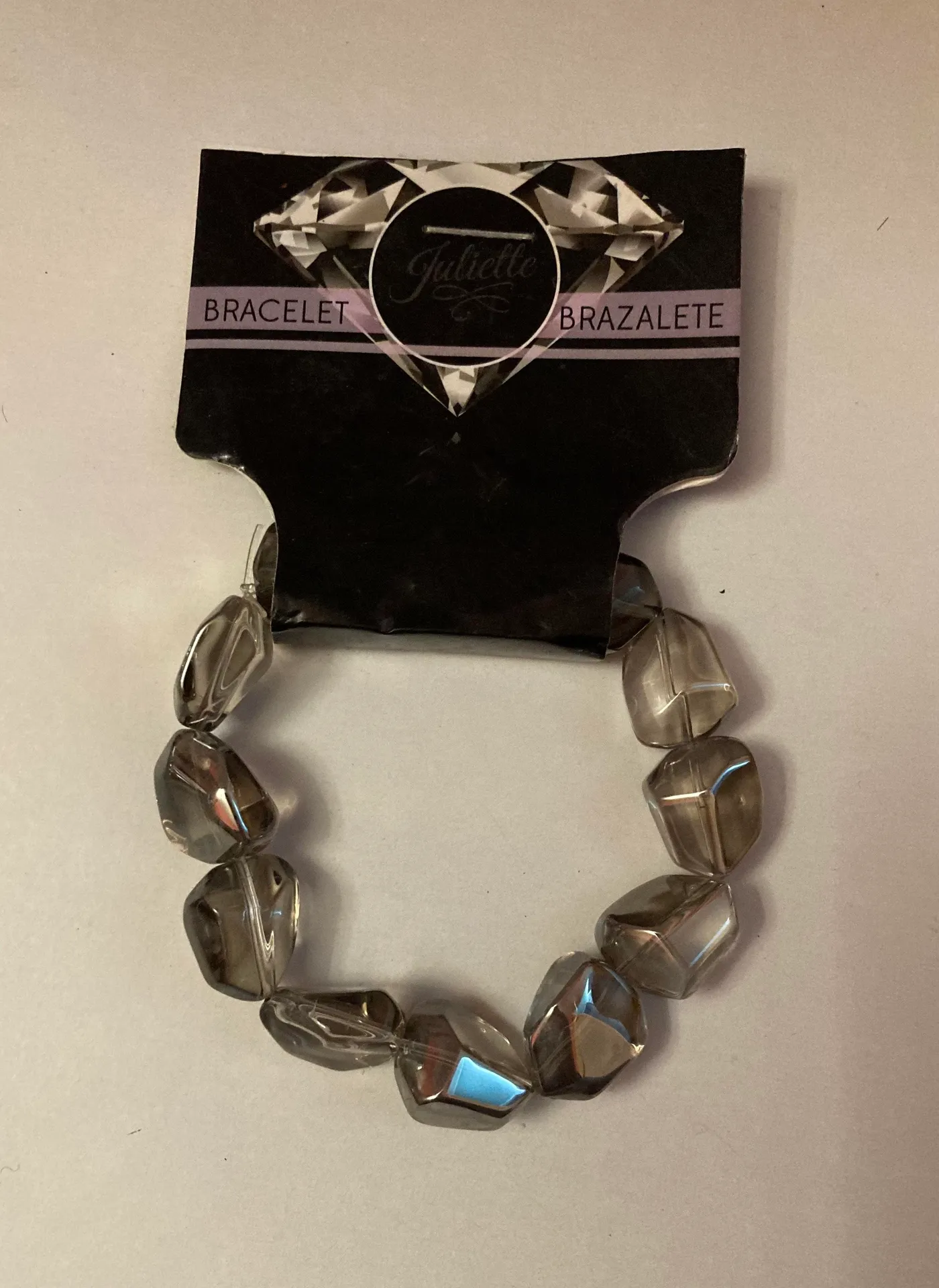 Natural Smoky Quartz Gemstone Faceted Tumbled Beaded Stretch Bracelet Gray - Image 2