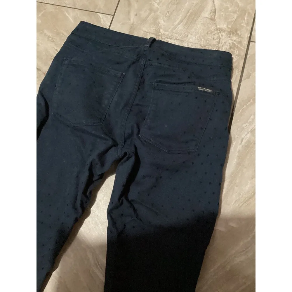 Scotch & Soda Navy Blue Mid Rie Skinny Jeans Star Printed 26 - Image 5