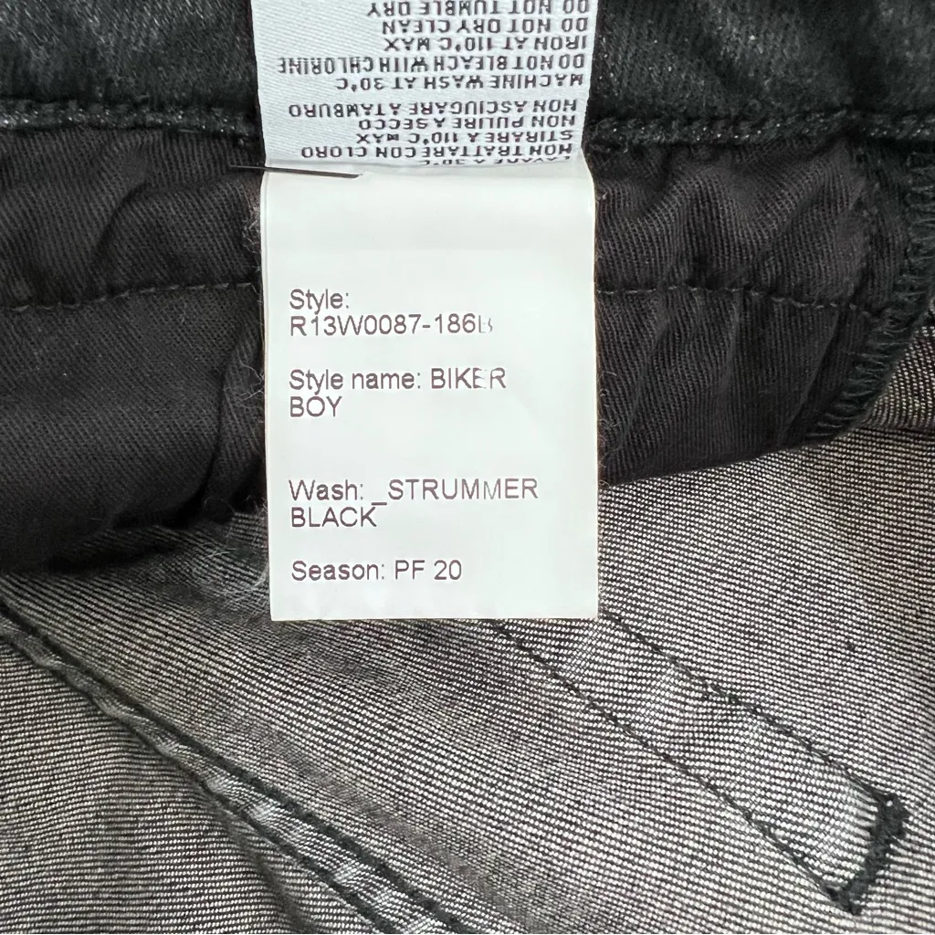 R13 Women's Biker Boy Skinny Crop Jeans in Strummer Black - Image 15