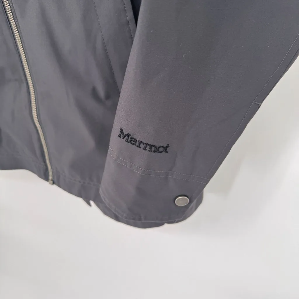 Marmot Lea Rain Jacket Womens Small‎ Black Polyester Nylon Hood Zip Pockets - Image 4