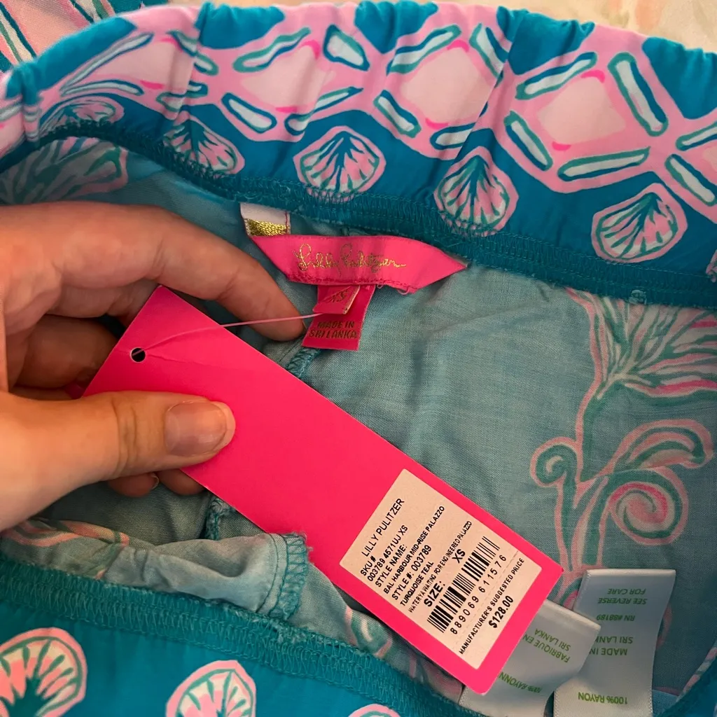 Lilly Pulitzer Bal Harbour Palazzo Pant Sz XS Waterya Waiting For Teal NWT $128 - Image 3