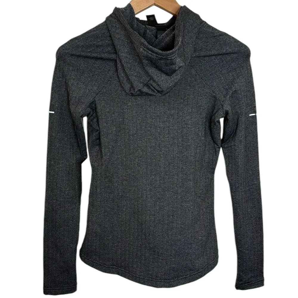 Mondetta Peek B granite melange herringbone fitted hoodie longsleeve size XS - Image 2