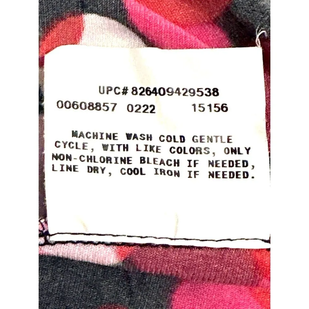 AGB Medium Multicolor Made In USA Blouse Bubble Circle Print Tie Flowey Sleeves Red - Image 12