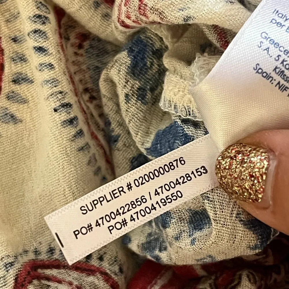 Chaps Women's White Paisley Scoop Neck  Lightweight Peasant Blouse XL Petite - Image 6