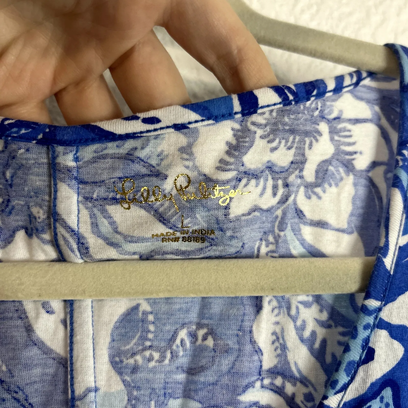 Lilly Pulitzer Lela Henley Tank Dress Womens Size Large Flocking Fabulous Blue - Image 4