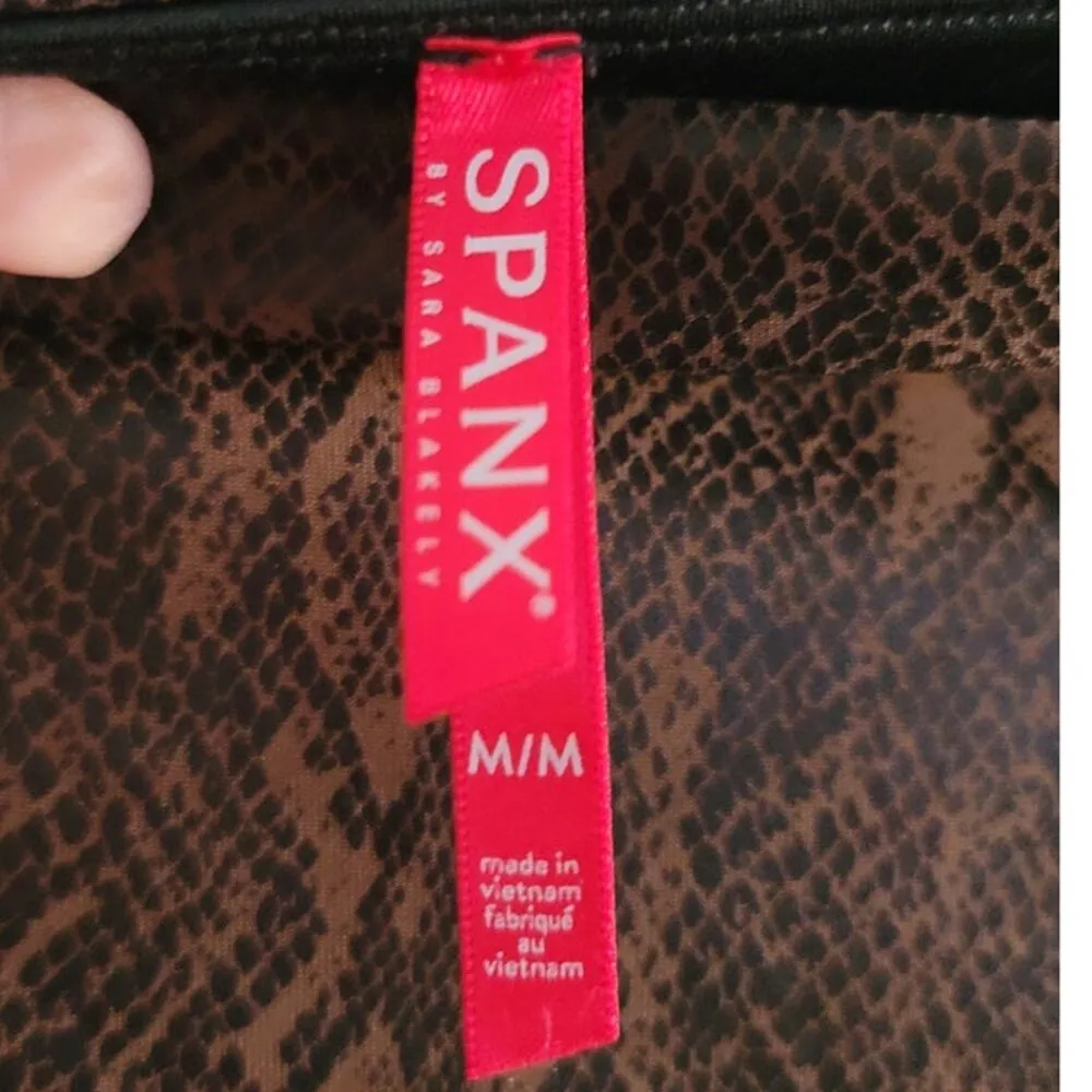 Spanx Faux Leather Snakeskin Leggings 20265R Brown Snakeskin Medium - Image 4