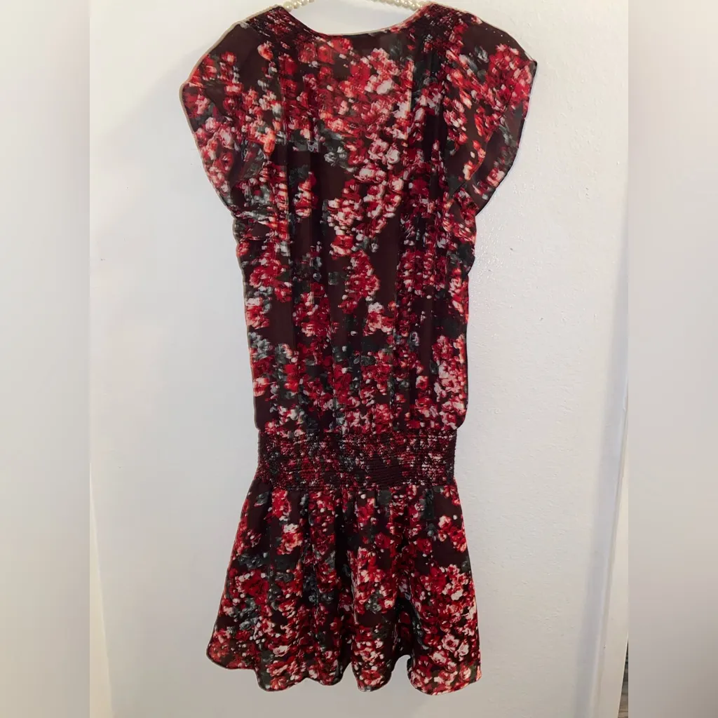 Parker FLOWER Floral Printed CINCH WAIST Mini Dress FLUTTER SLEEVE Sz Small $298 - Image 4