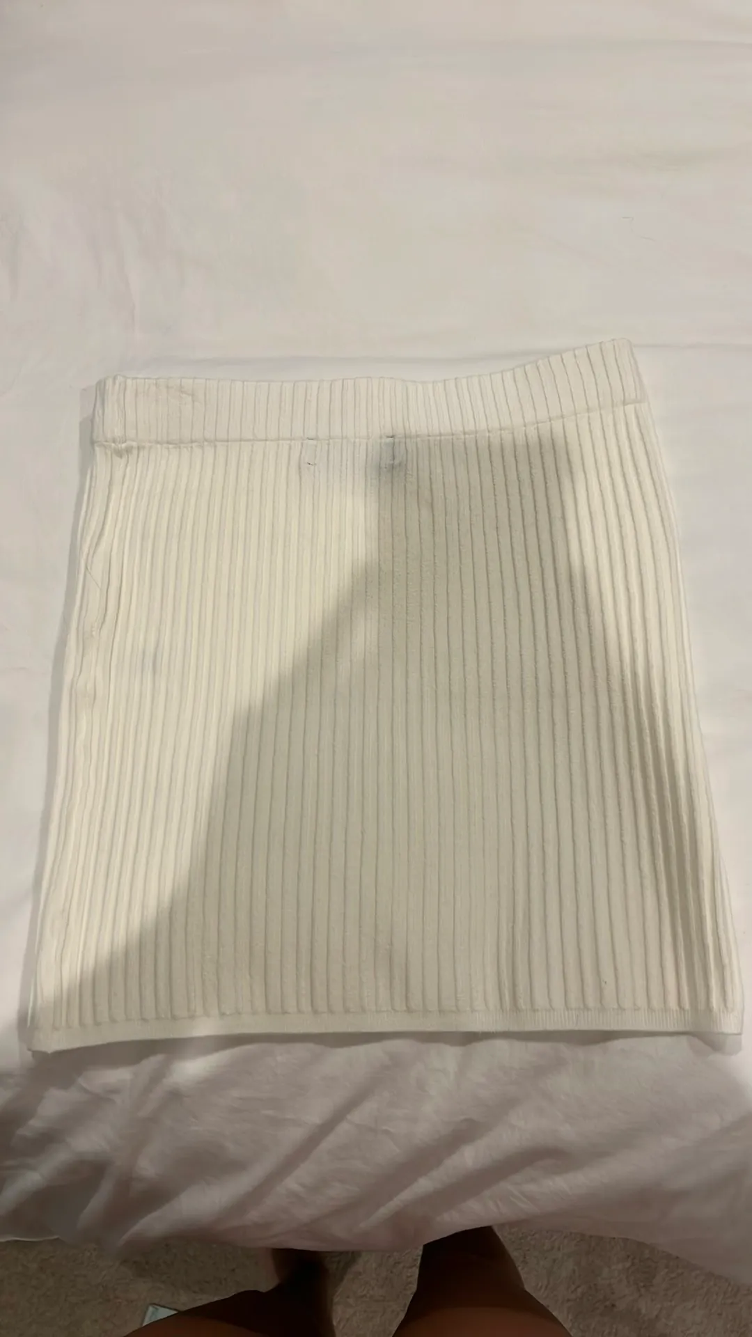 White Fox Boutique Fair And Square Knit Bustier Slow Jams Knit Mini Skirt Off-White Set - Image 8