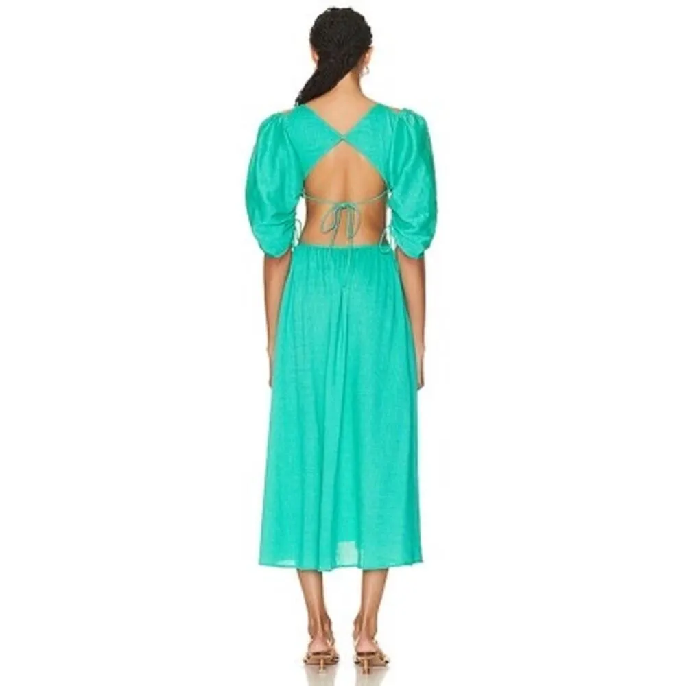 CULT GAIA Emerald green Erba Charlize Cut Out Midi Dress XS - Image 3