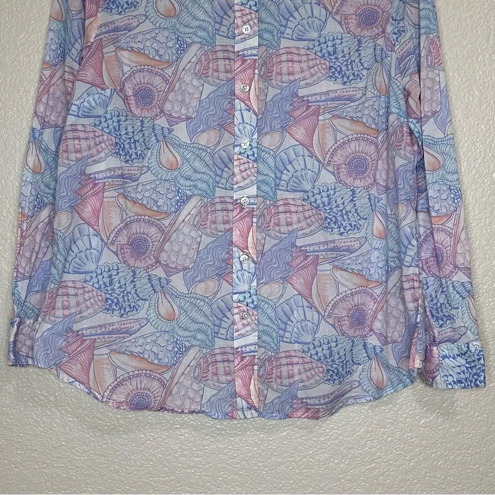 Talbots Seashells Print Long Sleeves Button Down Shirt, Sz Large Petite - Image 6