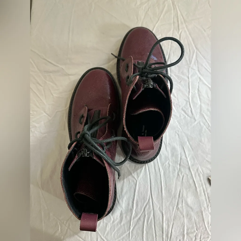 Rag & Bone Burgundy Pebbled Leather Combat Boots – Size 39 (US 8.5–9) - Image 9