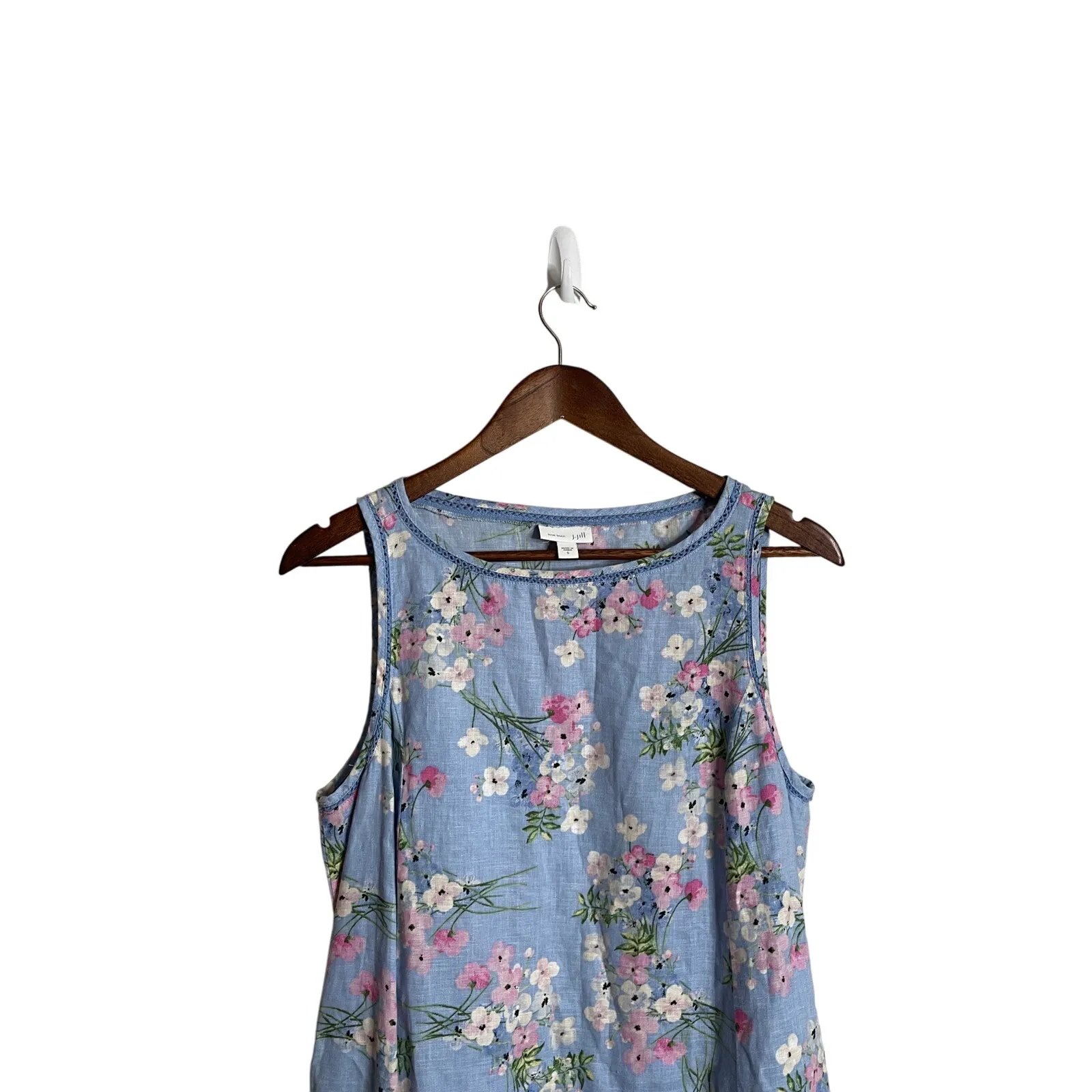 J. Jill Love Linen Floral Shift Dress Blue Pink White Flowers Womans Small - Image 5