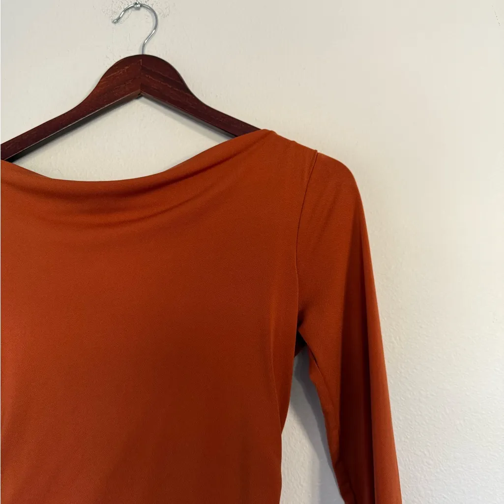 Elegant Orange Long Sleeve Dress Size 6 - Image 6