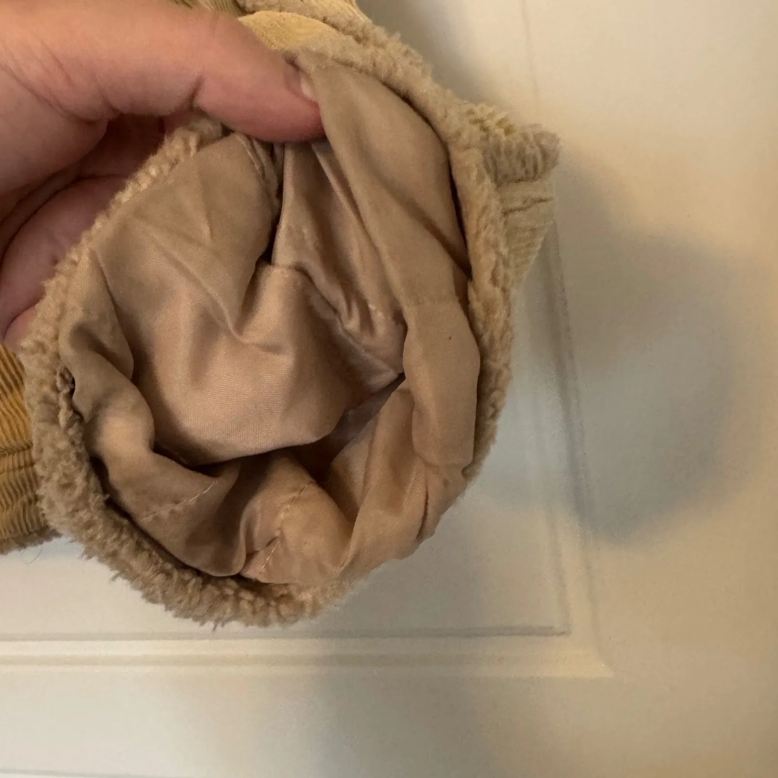 Y2K Vintage Maurices sz XL Corduroy Full Zip Sherpa Satin Lined Jacket Coat 90s Tan - Image 8