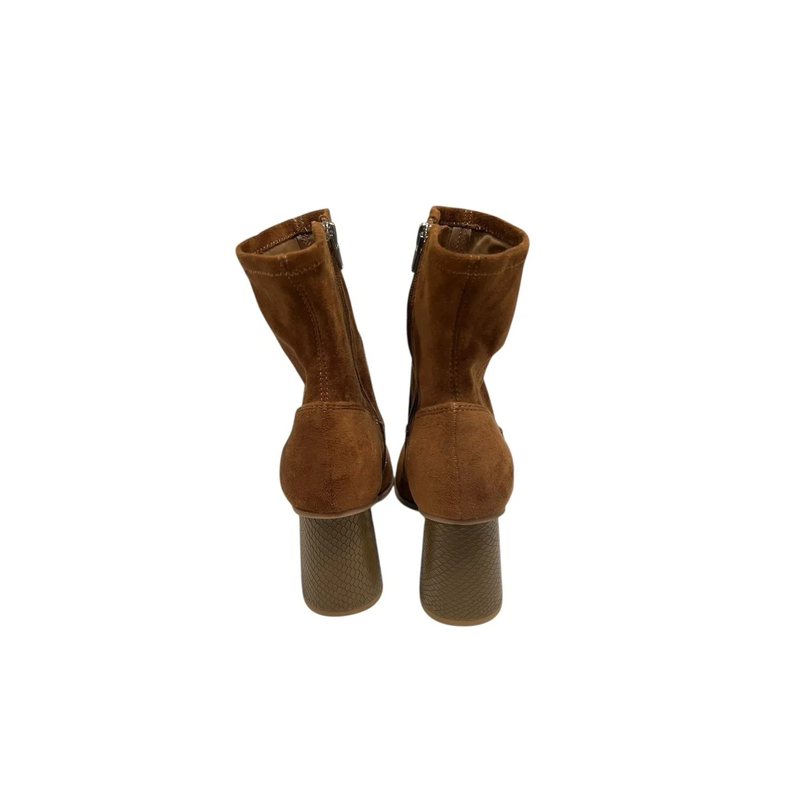 Dolce Vita Bootie Mono Cognac Vegan Suede Ankle Boots Block Heel NWOB 7.5 - Image 4