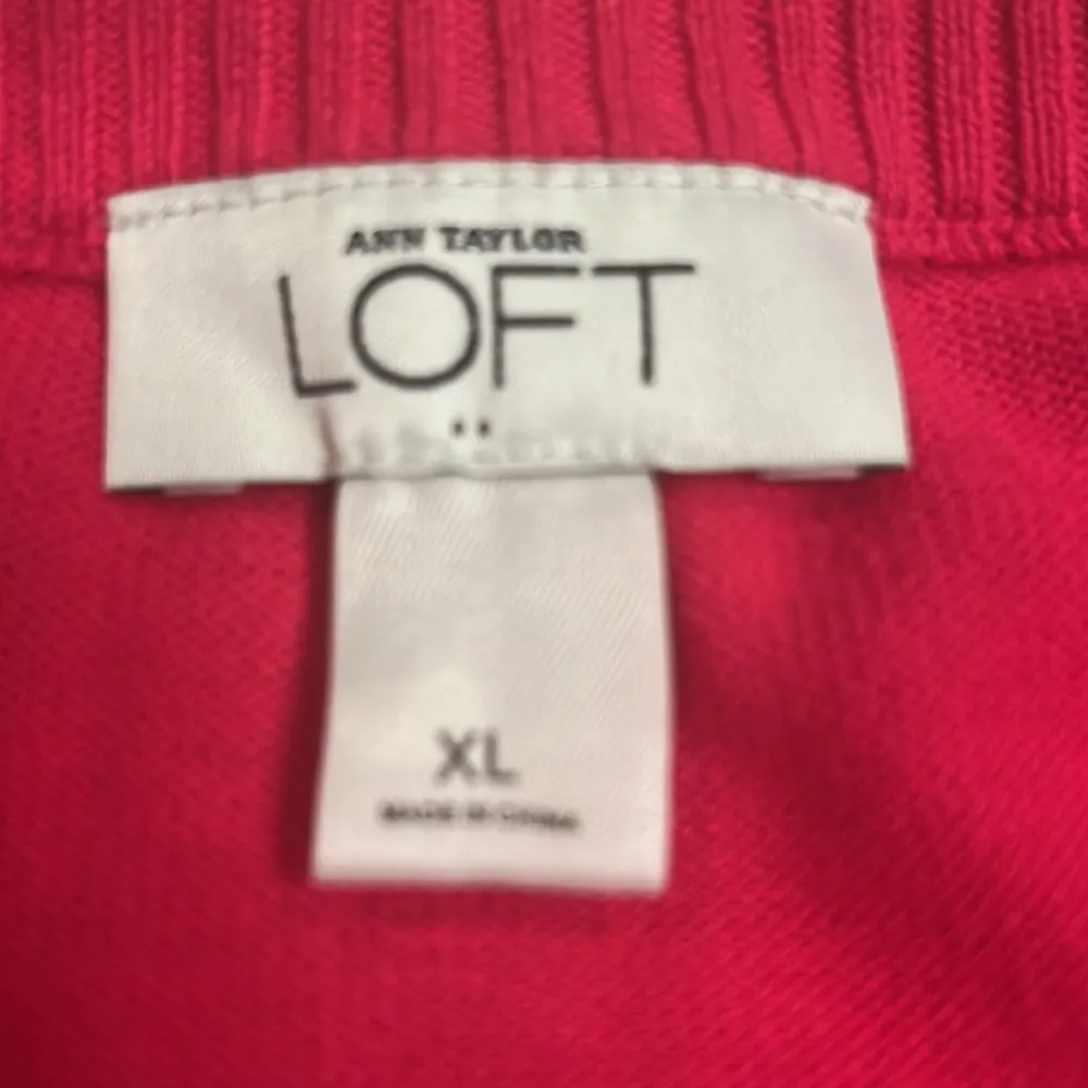 Ann Taylor LOFT fine knit pullover surplice sweater cap sleeve pink XL - Image 4