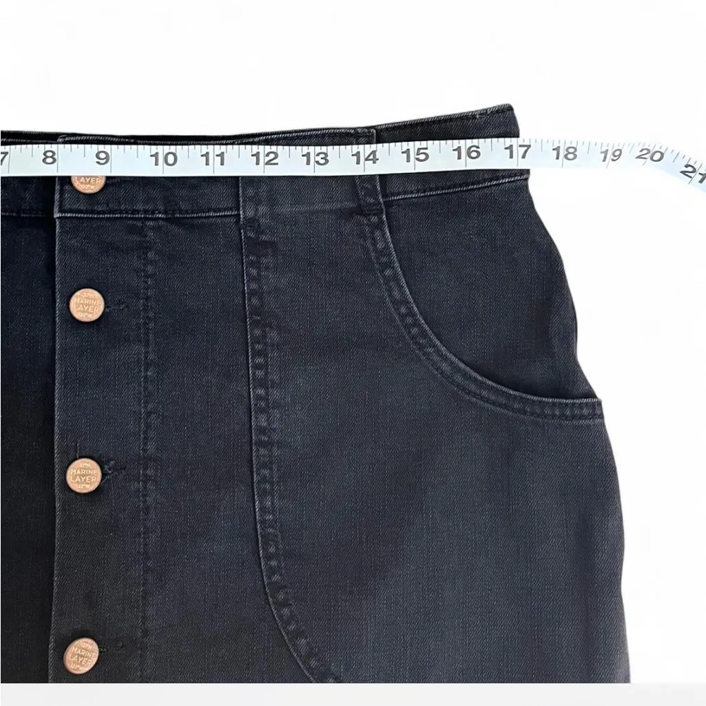 Marine layer  Black Button-Front Denim Skirt, size 14 - Image 3