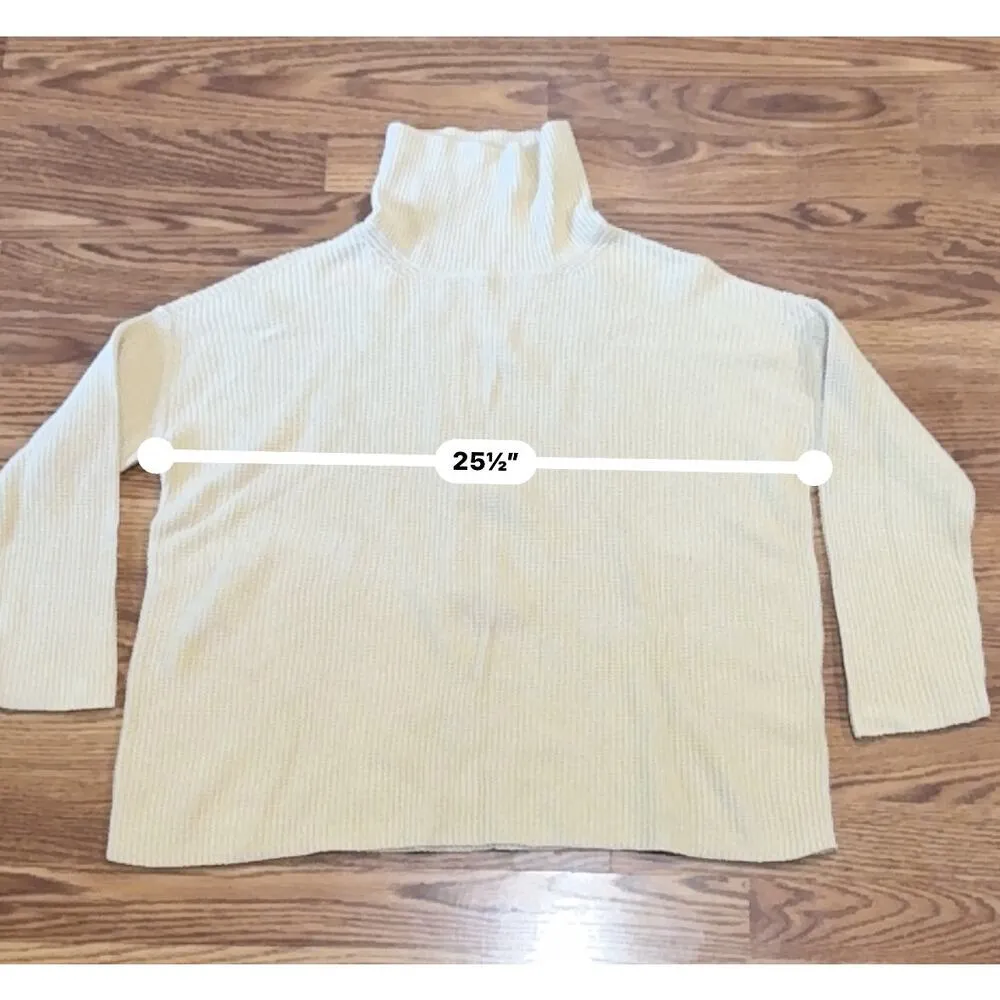 Eileen Fisher yellow Turtleneck Boxy sweater Top size M - Image 4