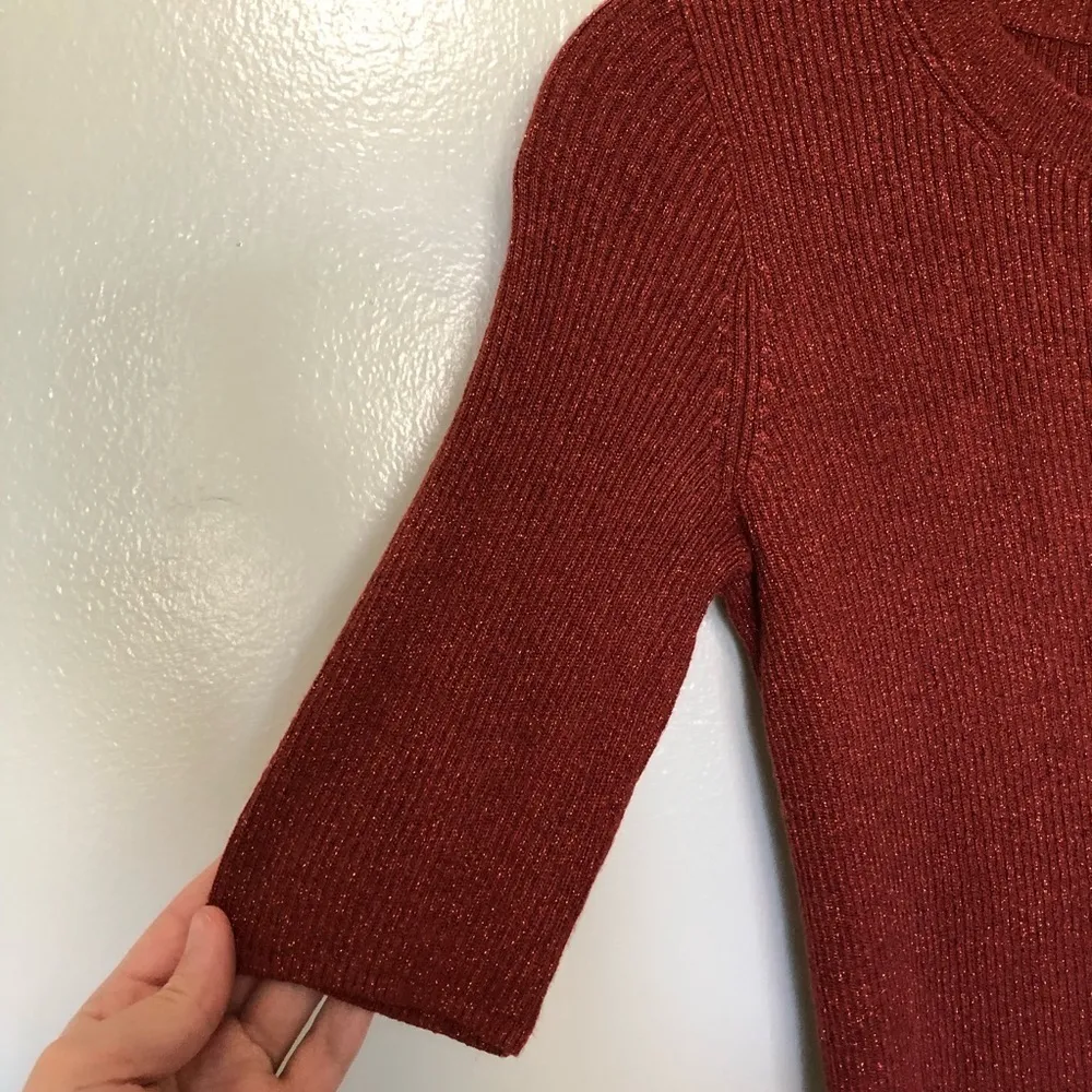 Madewell Sweater Tee Short Sleeve Red Metallic XS - Image 4