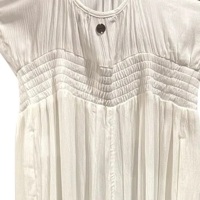 Prana Fernie White Tencel Modal Strappy Crisscross Wide Leg Jumpsuit, Medium - Image 8