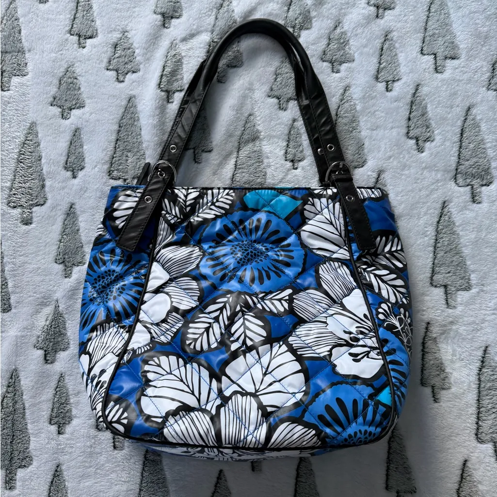 Vera Bradley Quilted Tote Bag Blue Bayou Floral Print Handbag Purse - Image 5