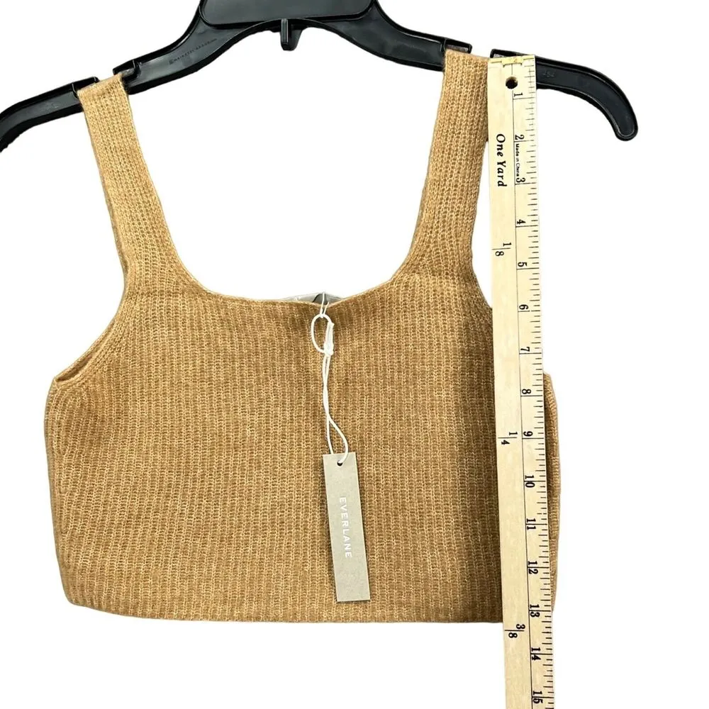 Everlane Crop Top Womens S Camel Tan Wool Yak Tank Square Neck Cozy Stretch NEW - Image 4