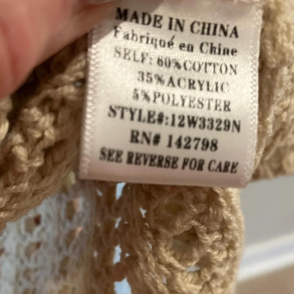 Oatmeal color block Crochet Cardigan with bell Multicolor Sleeves Size undefined - Image 7