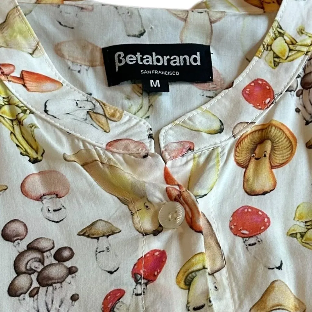 Betabrand Fungi Frock Mushroom-Print Pocket Dress Button-Down Size Medium Womens - Image 12