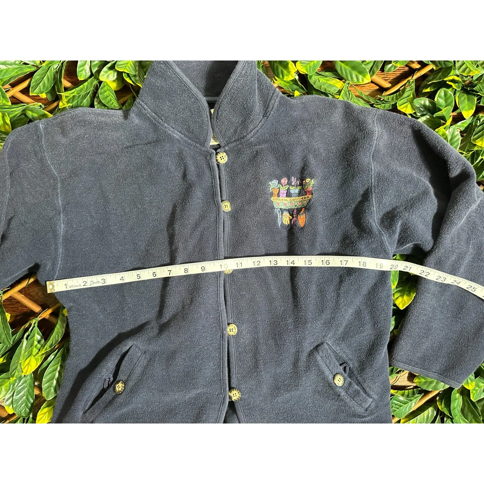 Vintage Grandmacore100% Cotton Blue Button Up Gardening Cardigan Size Large - Image 9