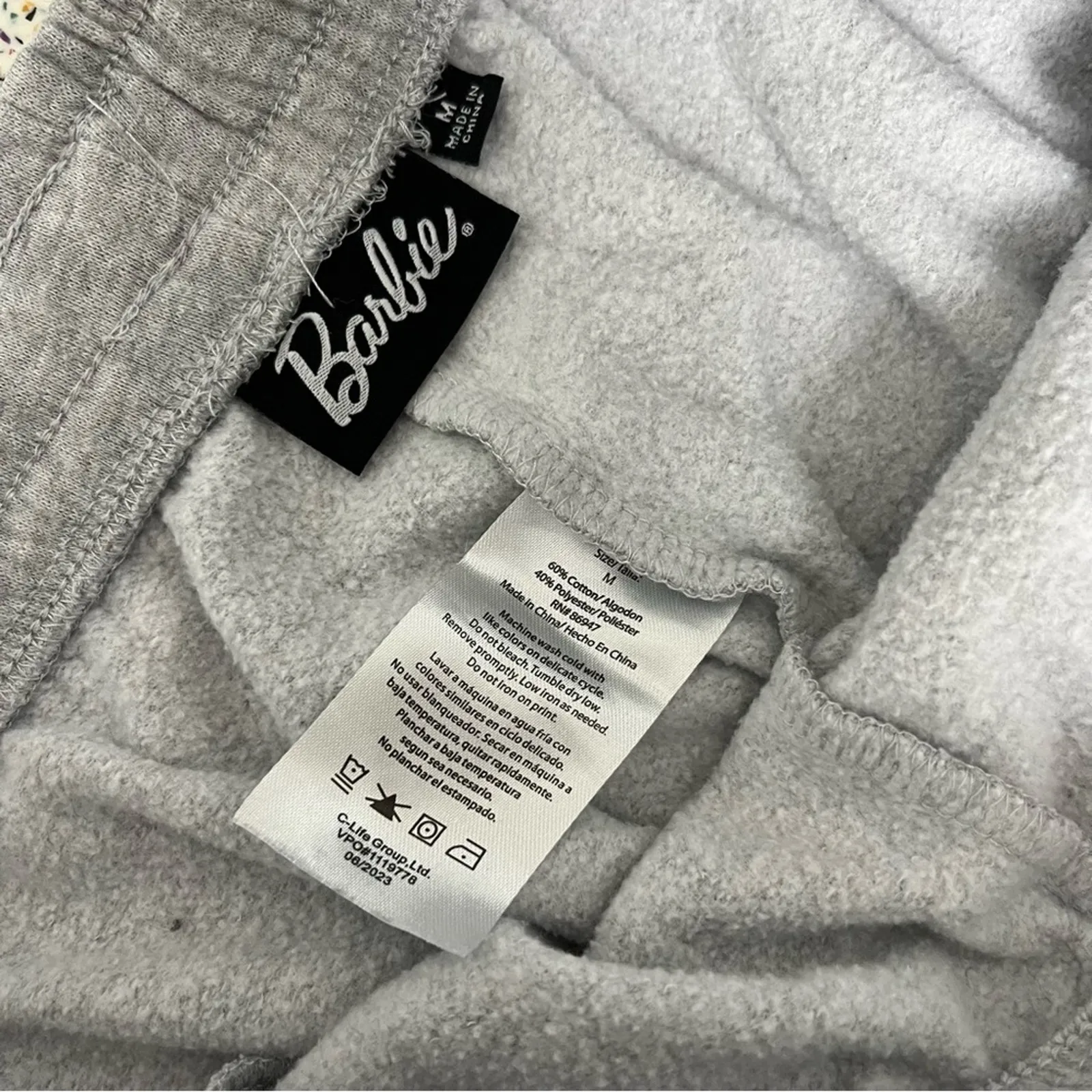 Barbie Mattel Sweatpants Joggers Gray Juniors Medium Size undefined - Image 3