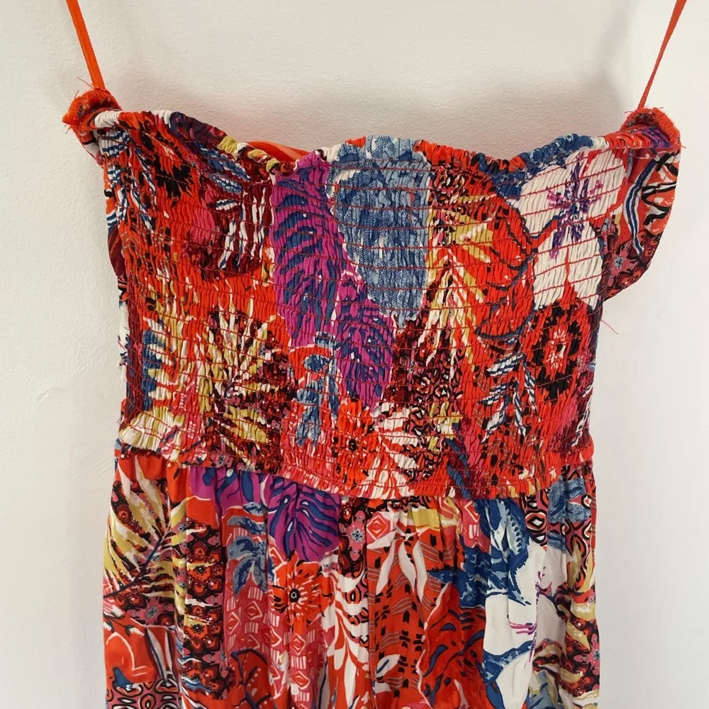 New! BOG Collective Strapless Floral Jumpsuit Romper, Tropical Flowy size XS Red - Image 7