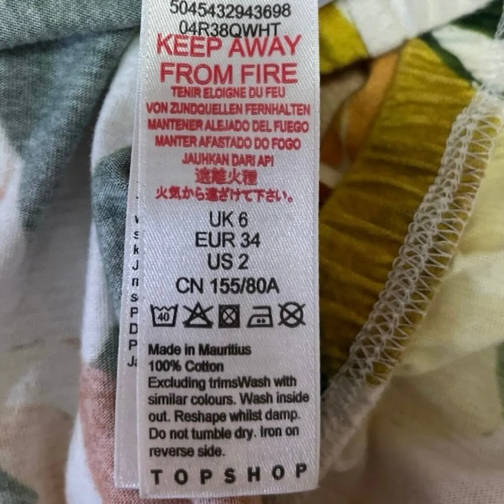 Topshop  Multicolor Citrus Lemon Print Strapless Bandeau Cropped Tube Top Size 2 - Image 4