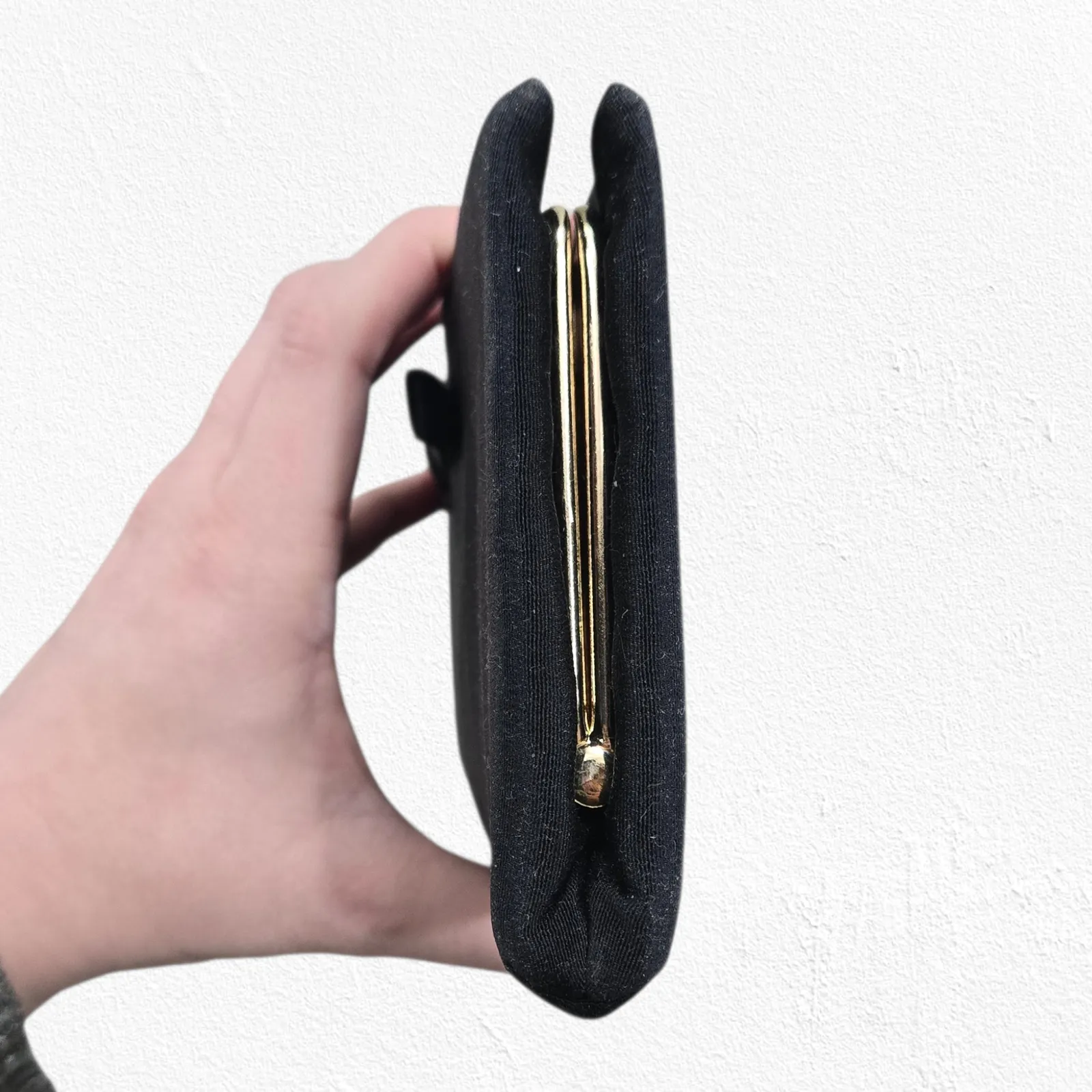 1940s Black Evening Clutch Kiss Lock Vintage Formal Handbag USA - Image 4