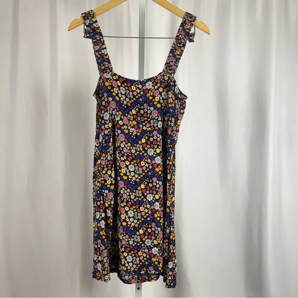 Forever 21 Large Retro Floral Boho Sundress Sleeveless Mini Dress Summer Vibrant - Image 2