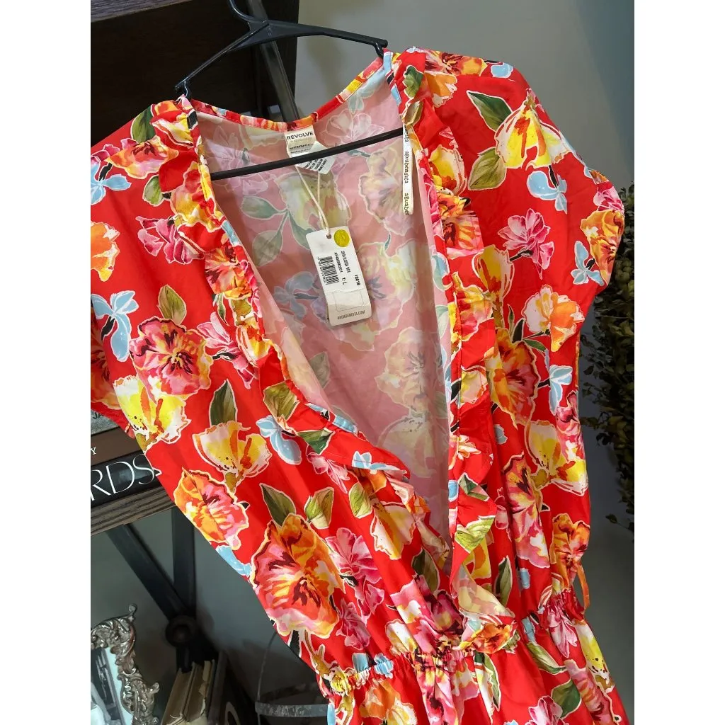 Agua Bendita x REVOLVE Zenda Romper Red Blossom Womens Size Large - Image 5