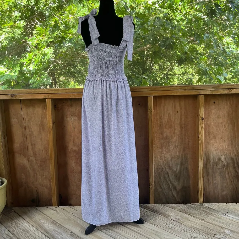 Chelsea & Violet Women's Purple Spotted Tie Sleeve Maxi Dress Size L - Image 3