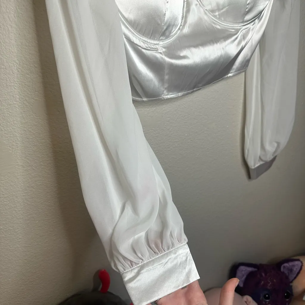 Timing  White Satin Blouse - Image 4