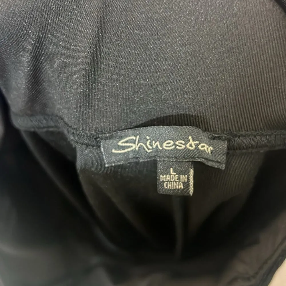 Shinestar Leggings Womens L Black Velvet High Rise Y2K Balletcore - Image 4