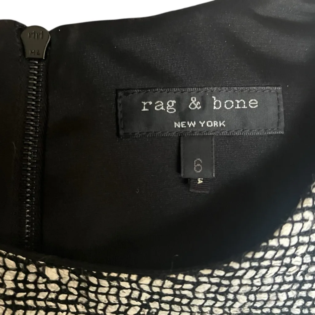 Rag & Bone Women's 6 Clemence Paneled Tweed and Wool Dress in Black & White‎ - Image 8