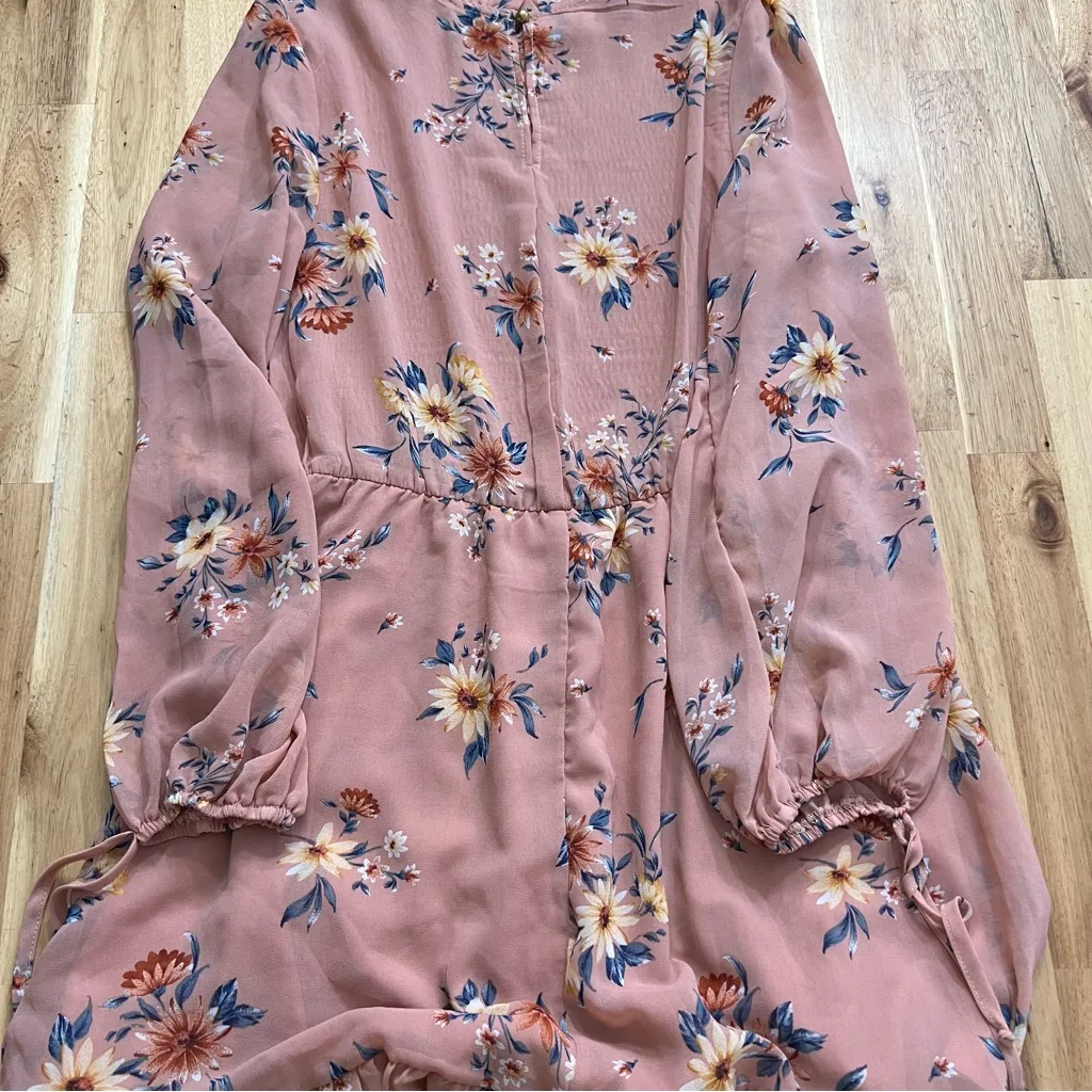 Liberty Love Floral Smocked Long Sleeve Dress Pink Size Large - Image 4