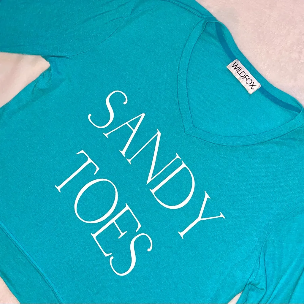 Womens WILDFOX Sandy Toes Vneck Baggy Beach Jumper Crewneck size XS - Image 5