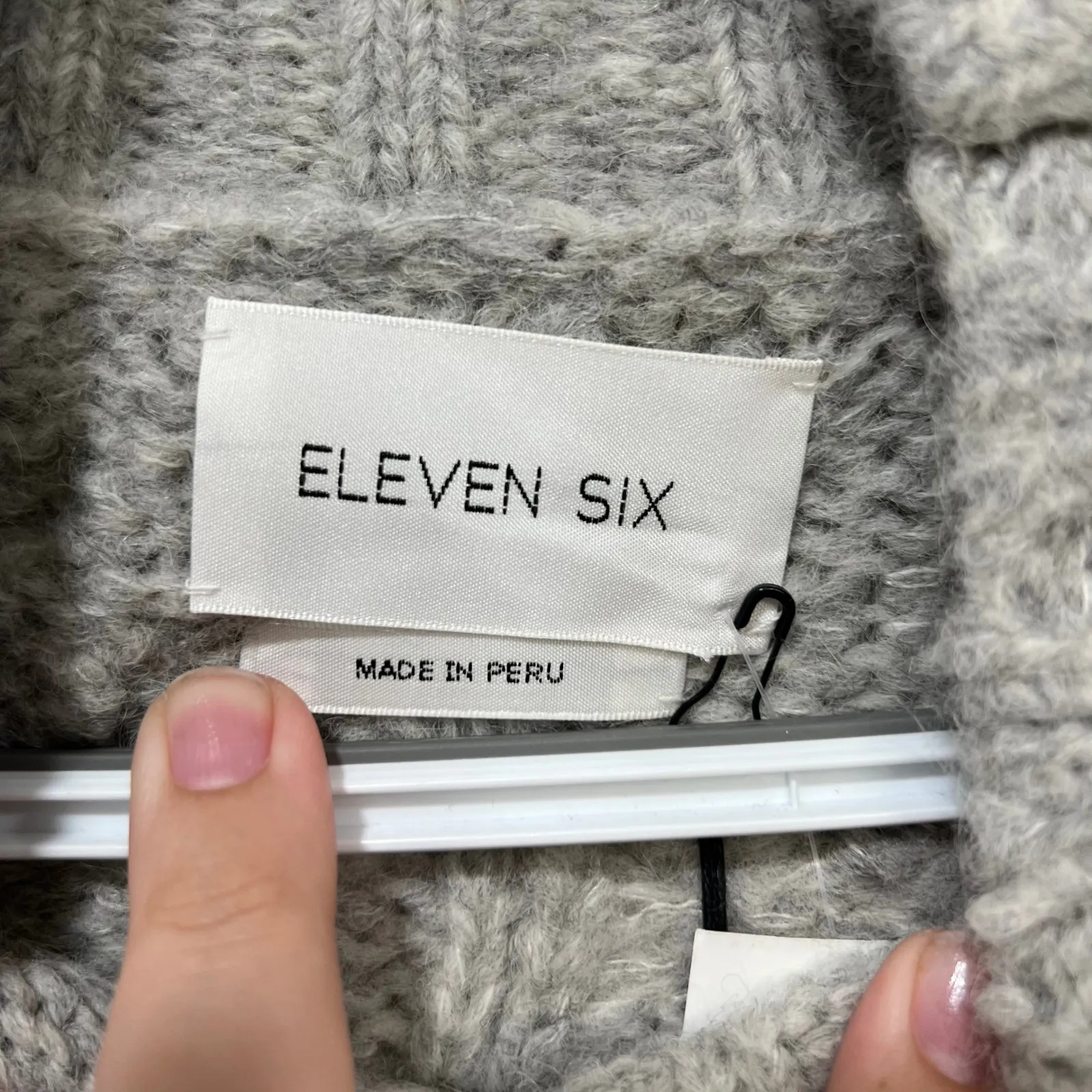 Eleven Six Womens Sweater Small Gray‎ NWT $448 Baby Alpaca Wool Cable Knit Mock Gray - Image 2