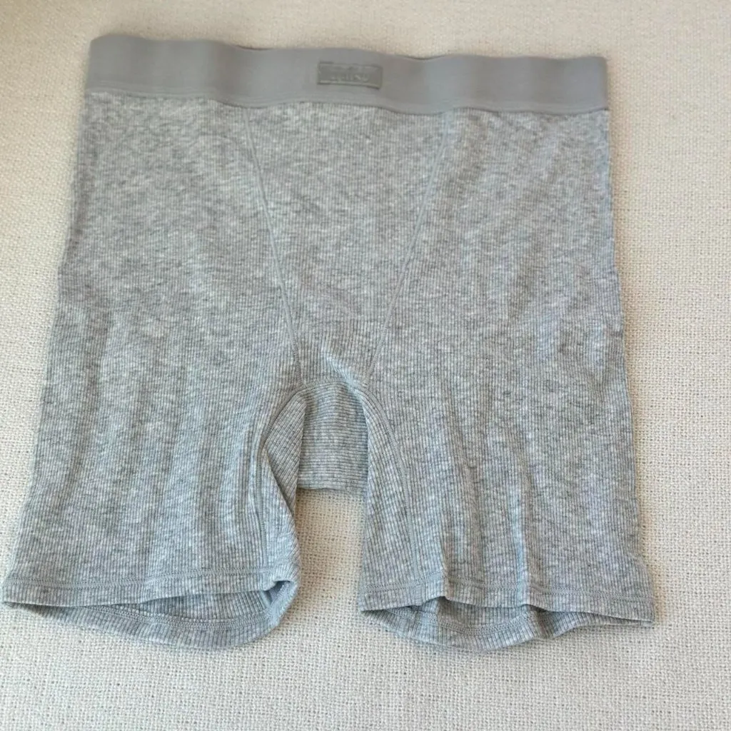 Skims Cotton Rib Boxer in Light Heather Grey, Size Small - Image 4