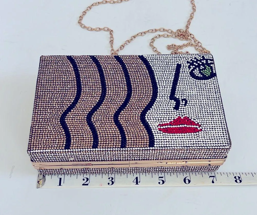 Like New! FLADA Luxury Crystal Evening Bag Silver - Image 2