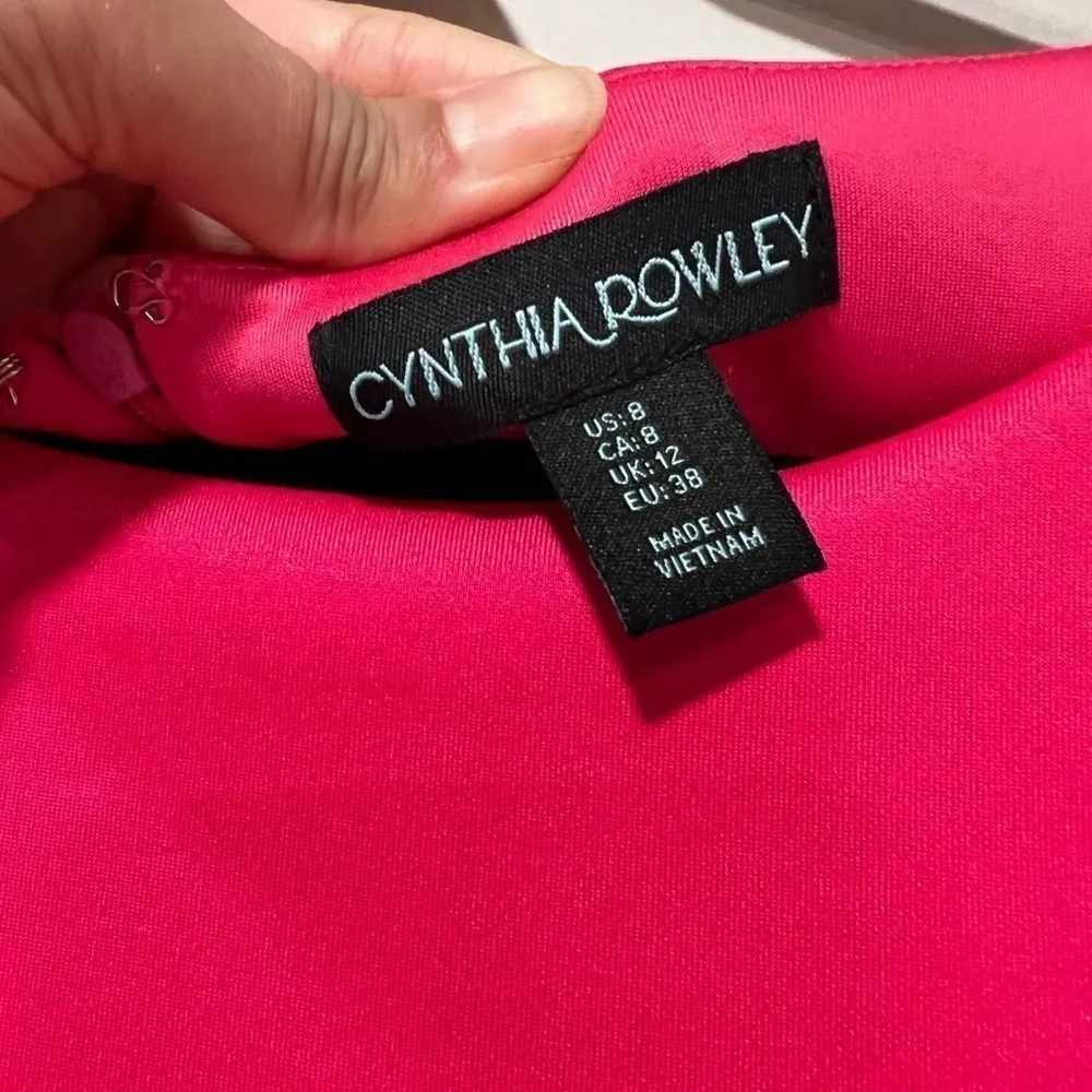 CYNTHIA ROWLEY Pink Sleeveless A-line Laser Cut Mini Dress Pink Sz 8 - Image 5