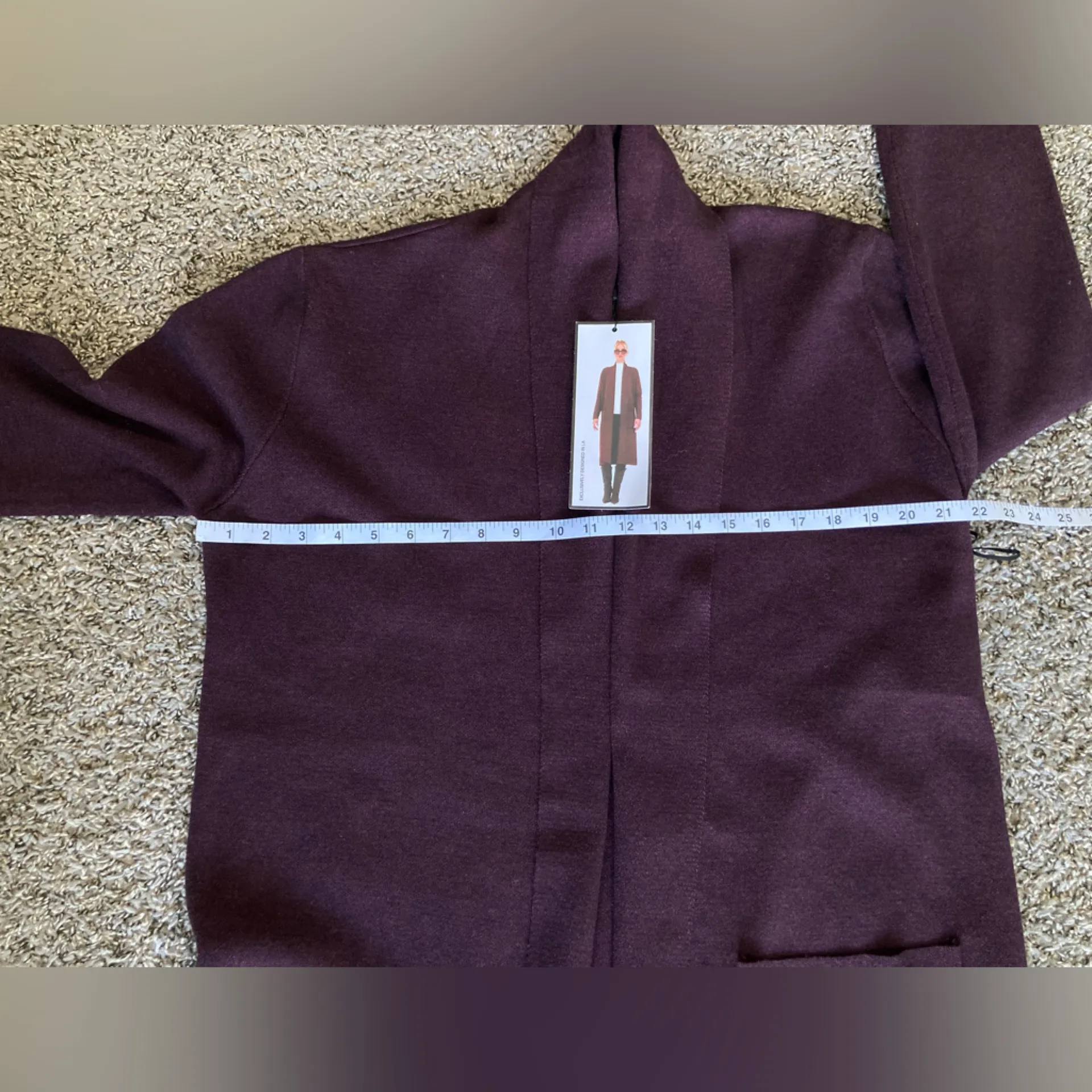 Max Sport LA Burgundy Long Open Front Duster Cardigan Size L Purple Size L - Image 11