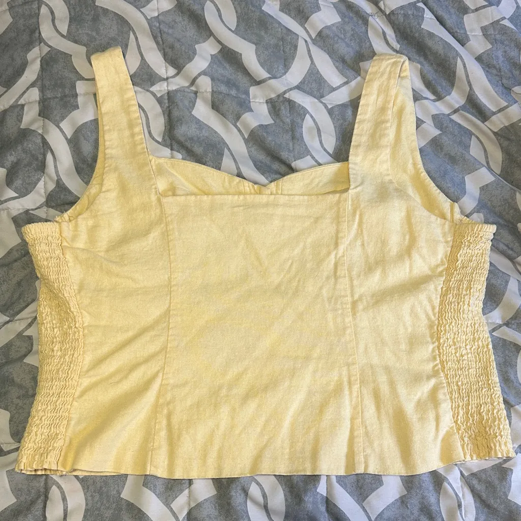 Old Navy Button-Front Linen-Blend Vest Sweet Butter Yellow Matching Set Piece - Image 7