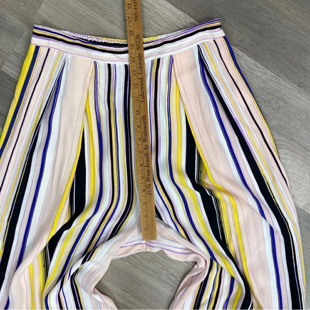 1. State Striped Wide Leg High Rise Capri Palazzo Pants Pink Multi Medium - Image 8