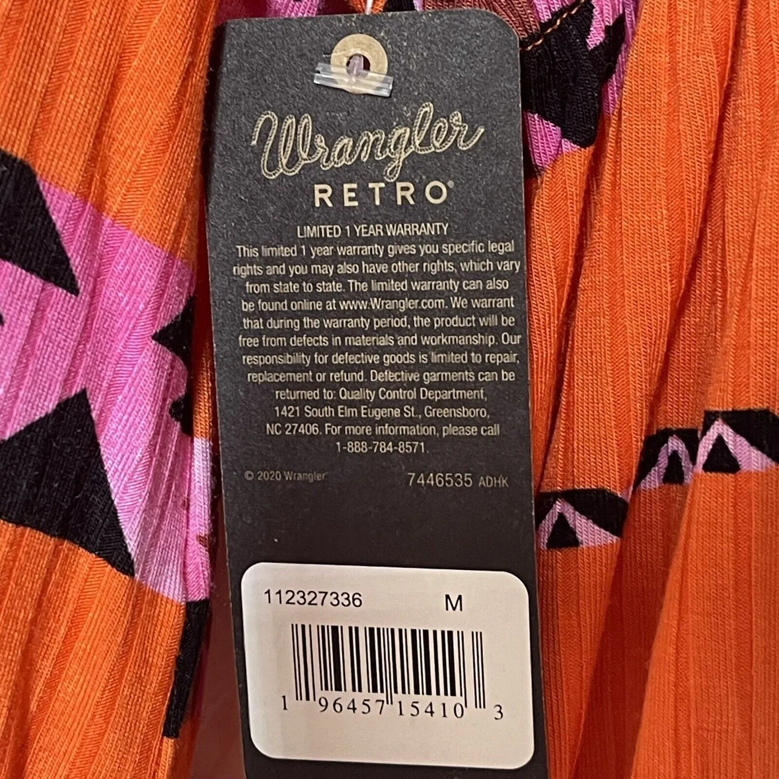 Wrangler Retro Size Medium Square Neck Southwestern Striped Long Sleeve Shirt - Image 4