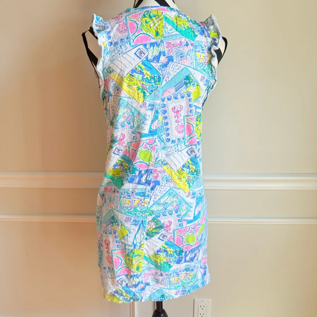 LILLY PULITZER Laina Dress Mini Multi Pop Up Wish You Were Here Size XS - Image 3